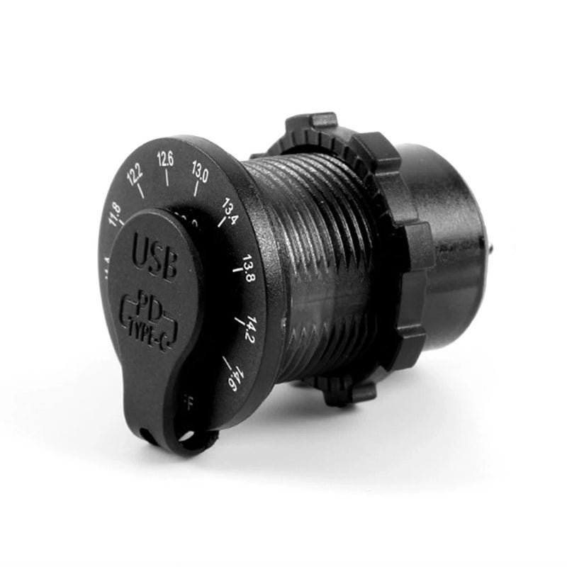 Bluejw DC 12-24V Fast USB Car Charger, Type-C PD & QC3.0 Dual Port Car Charger Socket with LED Voltmeter for Automobile, Boat, Motorcycle - Image 4